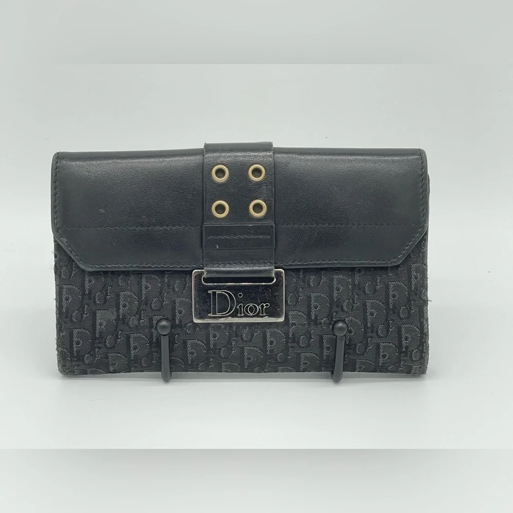 Dior Vintage Monogram Galliano Riveted Double-Sided Long Wallet